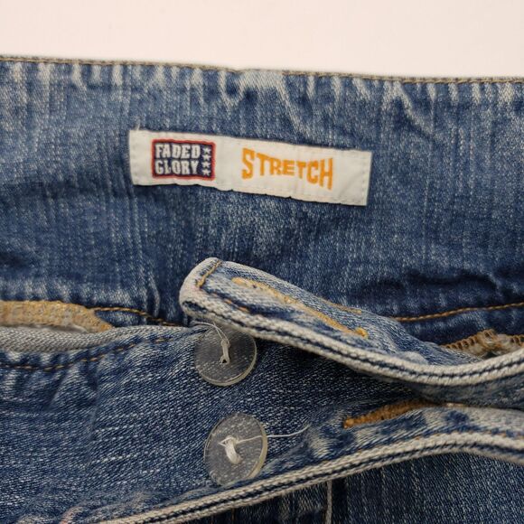 Vintage Faded Glory Denim Midi Skirt Women 18 Blue Stretch Zip Coin Pocket YKK - Picture 8 of 12